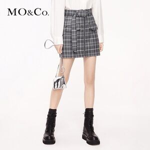 Gray and Black A-Line Mini Skirt for Work